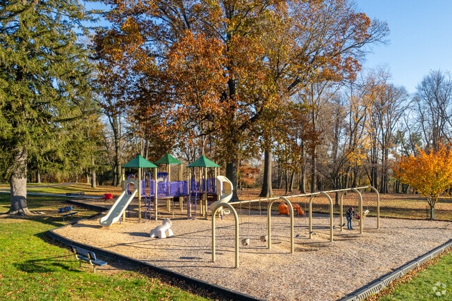 The playground at Brandywine Springs Park is a safe and fun place for kids to explore.
