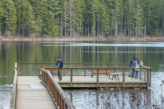 Klahanie families love visiting Yellow Lake to feed the ducks and take pictures.