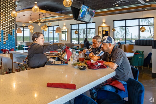 Two Edison friends enjoy a lunch and drink at El Buen Pastor Fine Mexican Cuisine.