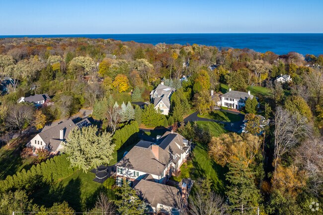 Fox Point homes with Lake Michigan on the horizon.