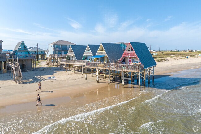 A unique row of homes located right on the sand in Freeport.