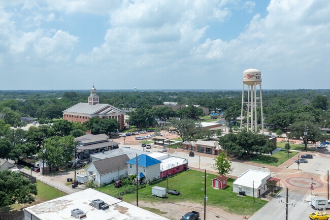 Explore the heart of Katy from an aerial perspective.