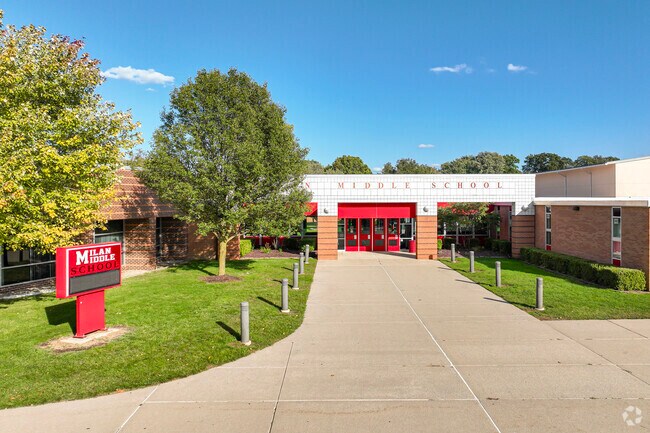 Milan Middle is walking distance from downtown Milan and most of the surrounding neighborhood.