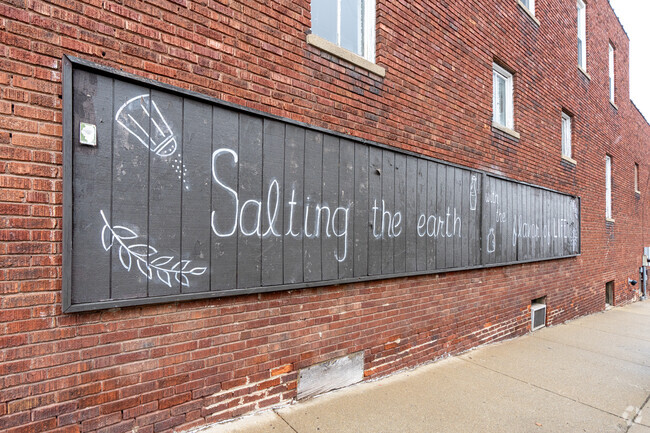 Shops in old town Mount Vernon are decorated with artwork and murals.