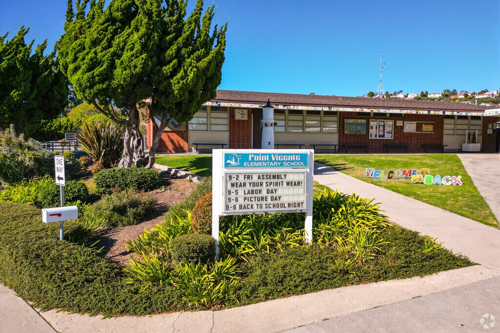 Point Vicente Elementary signage displays school news and updates.