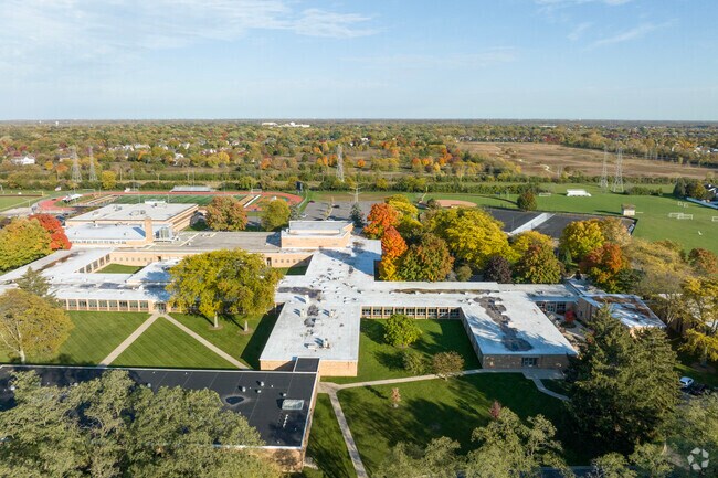 Carmel Catholic High School in Hanrahan Park features a large campus and modern facility.