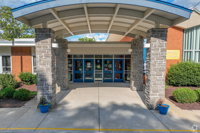 Front doors at J B Watkins Elementary School.