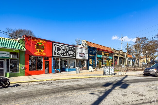 Independent shops line the Little Five Points district in Candler Park.