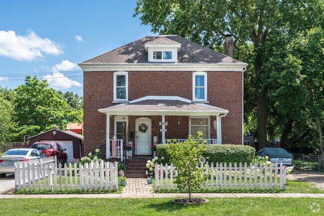 Two-story brick homes line the streets of King Park in Urbana.