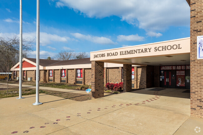A view of the entrance to Jacobs Road Elementary School.