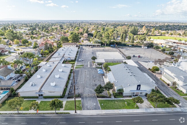 The front of the campus at Beatitudes Of Our Lord Elementary School in La Mirada