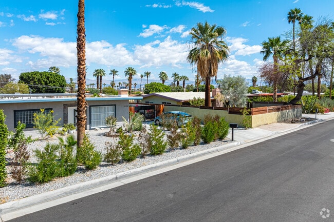 Palma Village Groves offers charming mid-century homes with mountain views in Palm Desert.