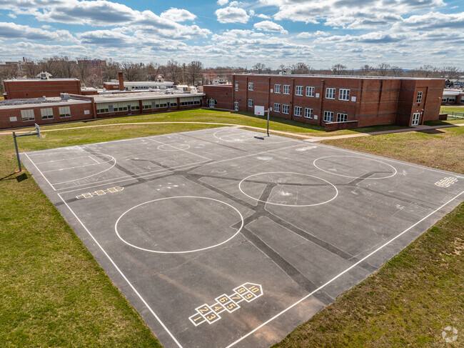 The basketball court at Van Derveer Elementary School.