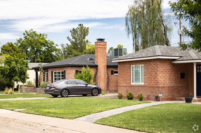 Modest-sized homes line the upper edge of the Alvarado Historic District.