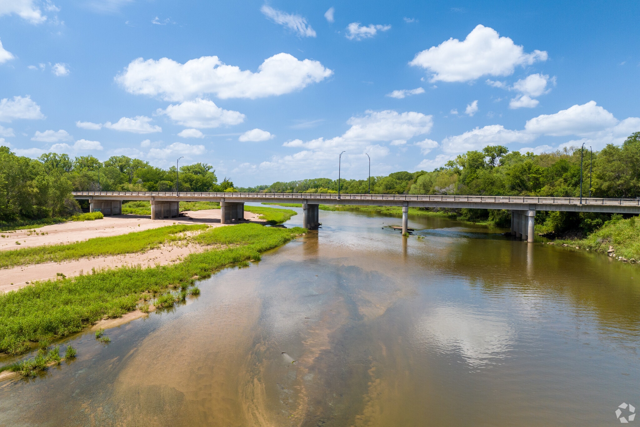 The Arkansas River runs along the edge of Oaklawn.