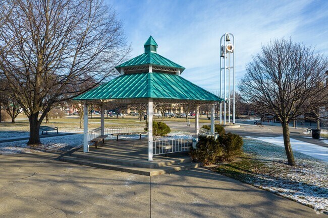 A gazebo at Mayme Moore Park provides shade while King-Lincoln residents take a break.