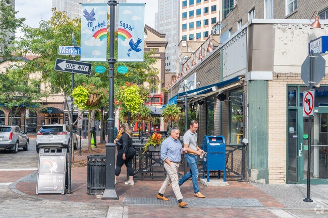 Pittsburgh residents enjoy the local restaurants and bars within Market Square.