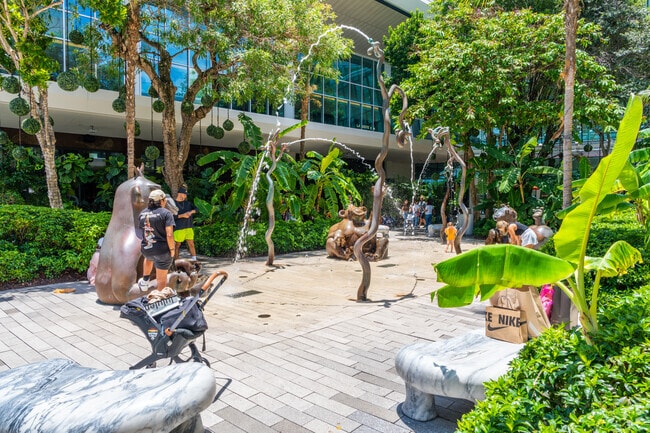 Aventura Mall splash pad gives kids a way to cool off on hot days.