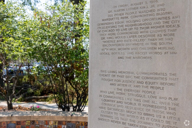 The MLK living memorial honors the historic march through Marquette Park.