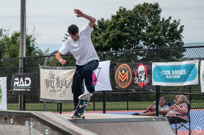 Skate boarders practice their tricks at Tanner Park in Copiague.