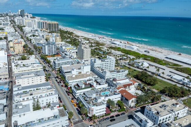 An aerial context reveals the tight knit blocks of Lummus Park.
