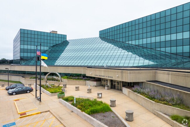 Vinegar Hill is home to the Illinois Department of Revenue in a modernist building.