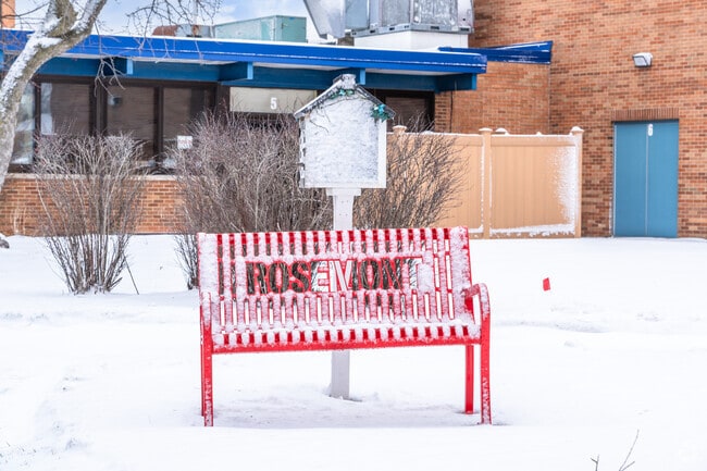 Rosemont Elementary School has a bench and free little library out front.