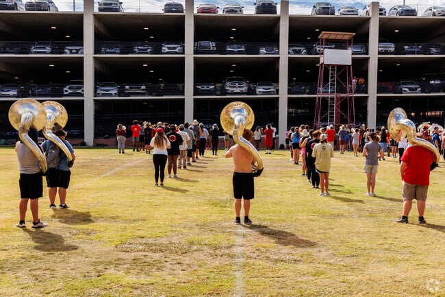 University of Louisiana at Lafayette's band practices on the school grounds.