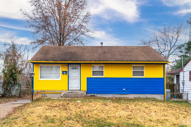 Several colorful homes are found in the Glasgow Village neighborhood.