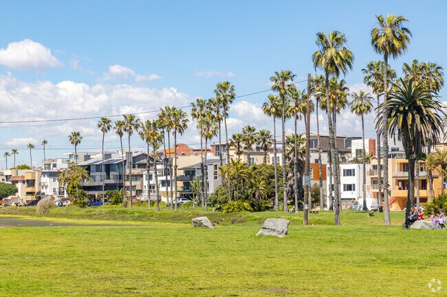 Homes can be found surrounding Del Rey Lagoon Park in Playa Del Rey, CA.