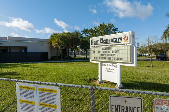 Residents and neighbors can enroll their kids at the James S. Hunt Elementary School