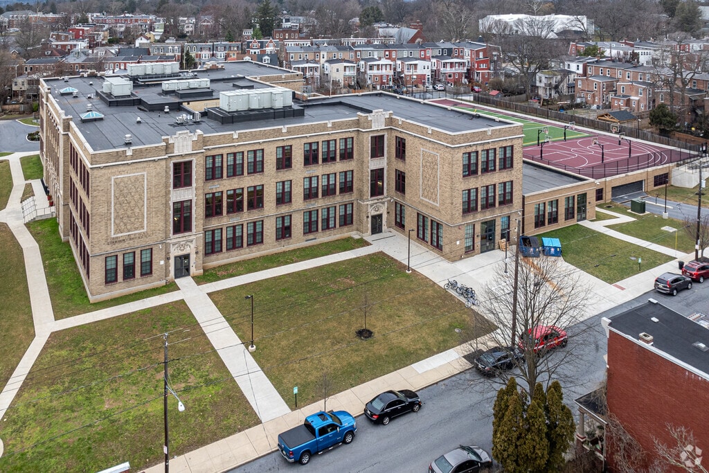 Reynolds Middle School follows the architectural form of a classic, urban school building.
