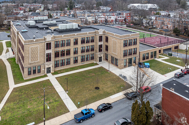 Reynolds Middle School follows the architectural form of a classic, urban school building.
