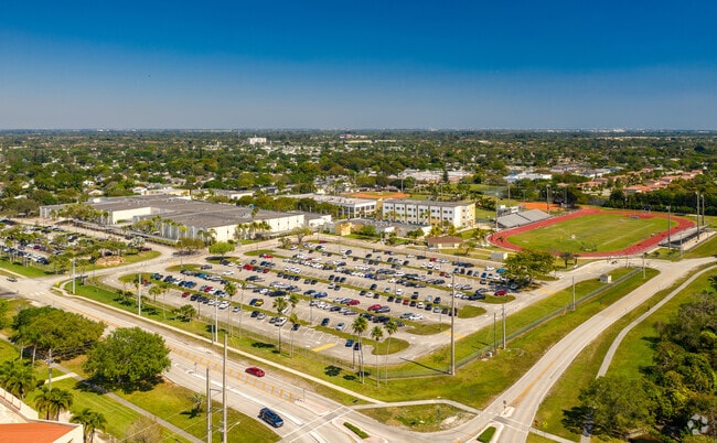 A look from above at the large campus of Western High School in Davie, FL.
