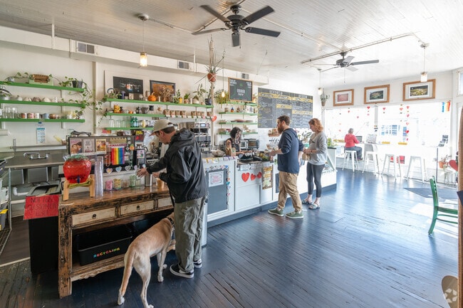 Dogs are welcome inside the Bean coffee shop in Germantown.