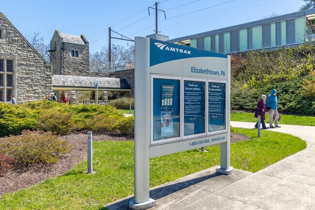 Amtrak station in Elizabethtown connects the town to other cities like Harrisburg.