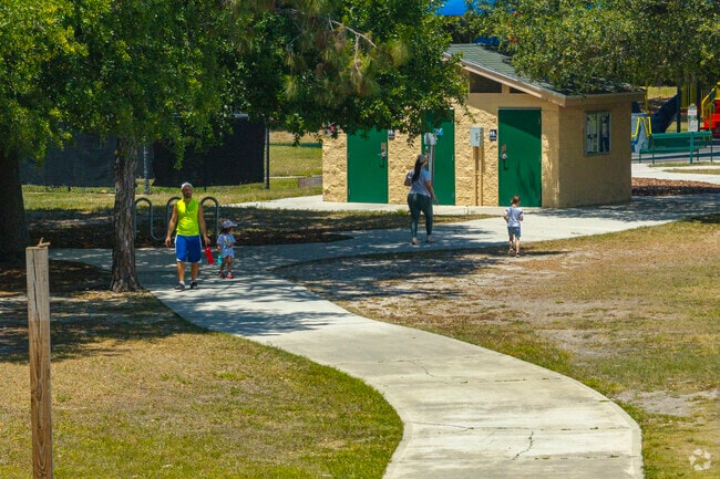 Get your steps in along the paved pathways of Central Park in Lake Tibet.