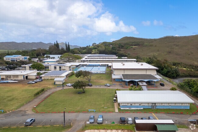 Kailua High School's campus is tucked away in a secluded valley.