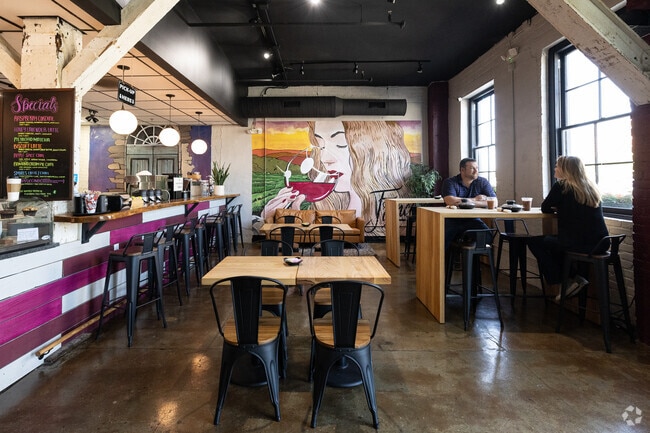 Corkscrews & Brews, a cozy spot for coffee and wine, is just a mile from Salters Creek and a short drive from Parkview.