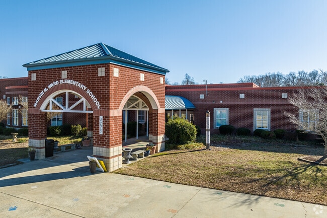 The entrance of Ward Elementary School exudes warmth and invites visitors.