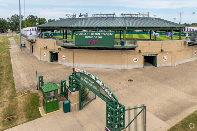 You can catch a game at Braun Stadium which is home to the Evansville Purple Aces baseball team.