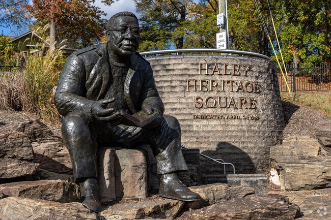 Haley Heritage Square serves as a tribute to Alex Haley, the Pulitzer Prize author of "Roots".