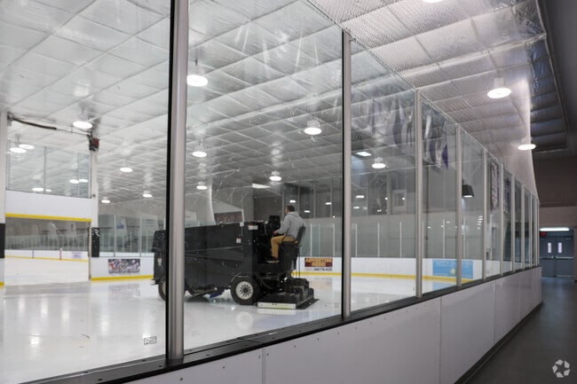 A Zamboni smooths the ice before hockey practice begins at the North Olmsted Rec.