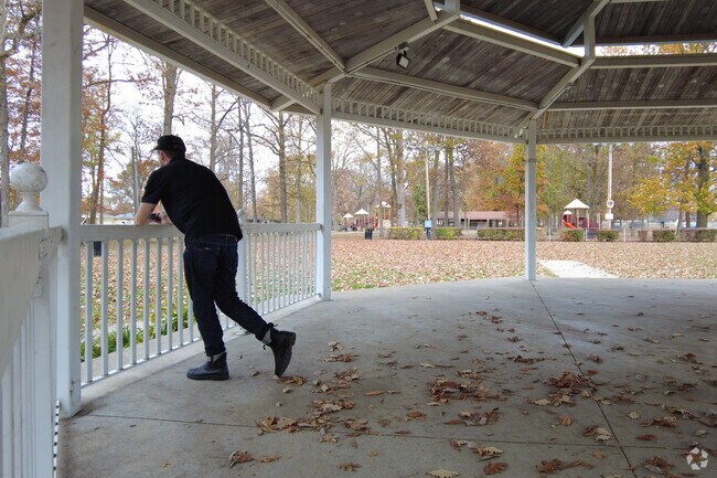 Take a break from your walk and enjoy the scenery at the Ziegelmueller Pavillion in Key Meadows.