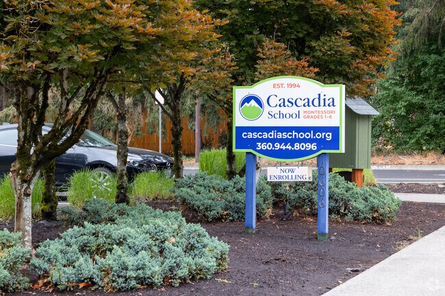 Cascadia School on NE 14th St offers grades 1–8 education near Kevanna Park.