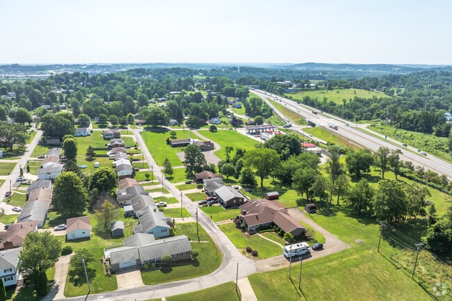 Saint Clairsville has many styles of homes next to Interstate 70.