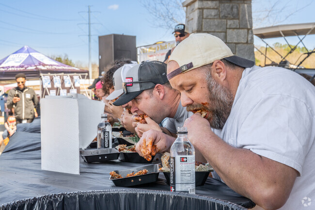 The Wing and Rock Fest in Canton, GA features a chicken wing eating contest.
