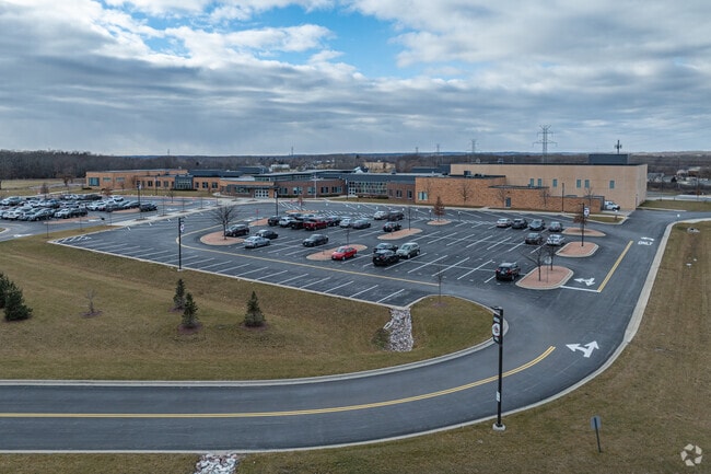 The parking lot at Muskego Lakes Middle School.