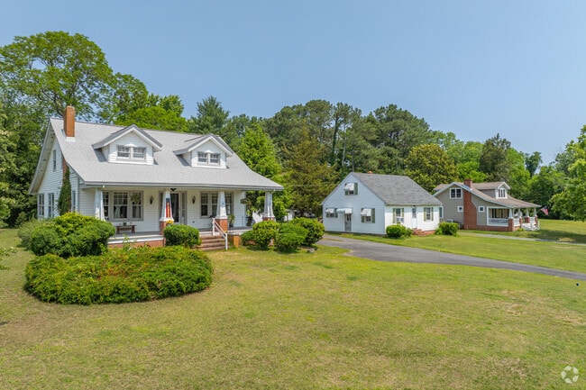 Bungalows in Eden sit on large lots with shaded covered front porches.