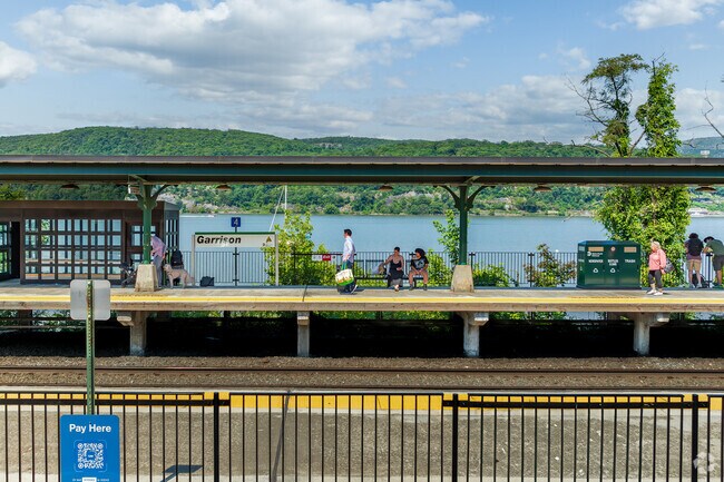 The Garrison station stands as a beautifully maintained hub on the Metro-North Hudson Line.